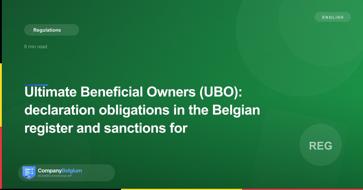 Ultimate Beneficial Owners (UBO): declaration obligations in the Belgian register and sanctions for non-compliance