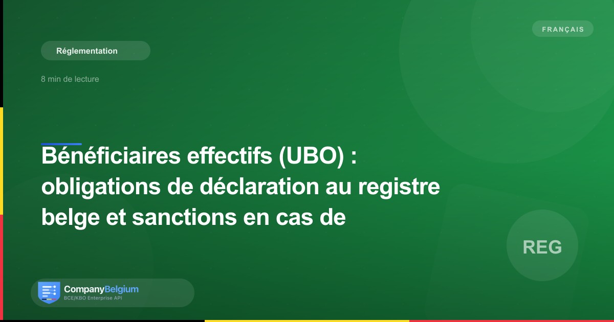 Bénéficiaires effectifs (UBO) : obligations de déclaration au registre belge et sanctions en cas de non-conformité