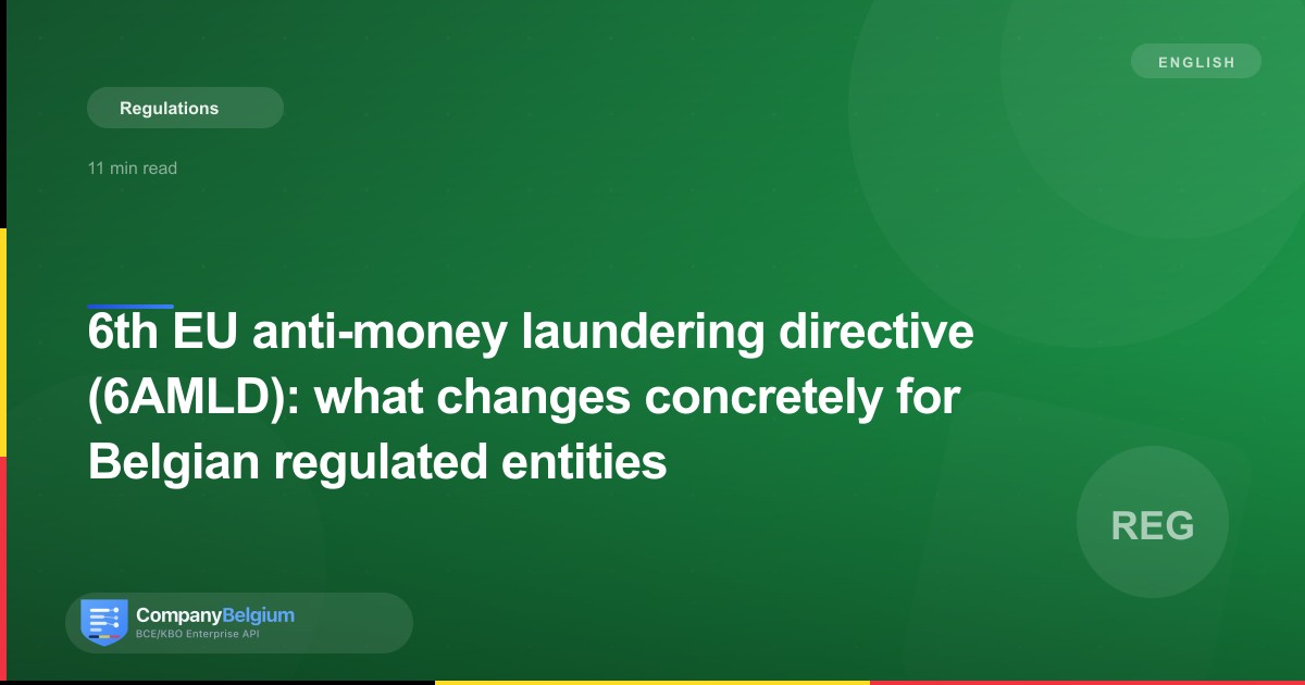 6th EU anti-money laundering directive (6AMLD): what changes concretely for Belgian regulated entities