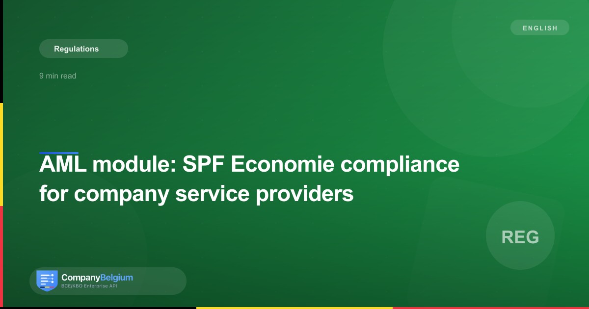 AML module: SPF Economie compliance for company service providers
