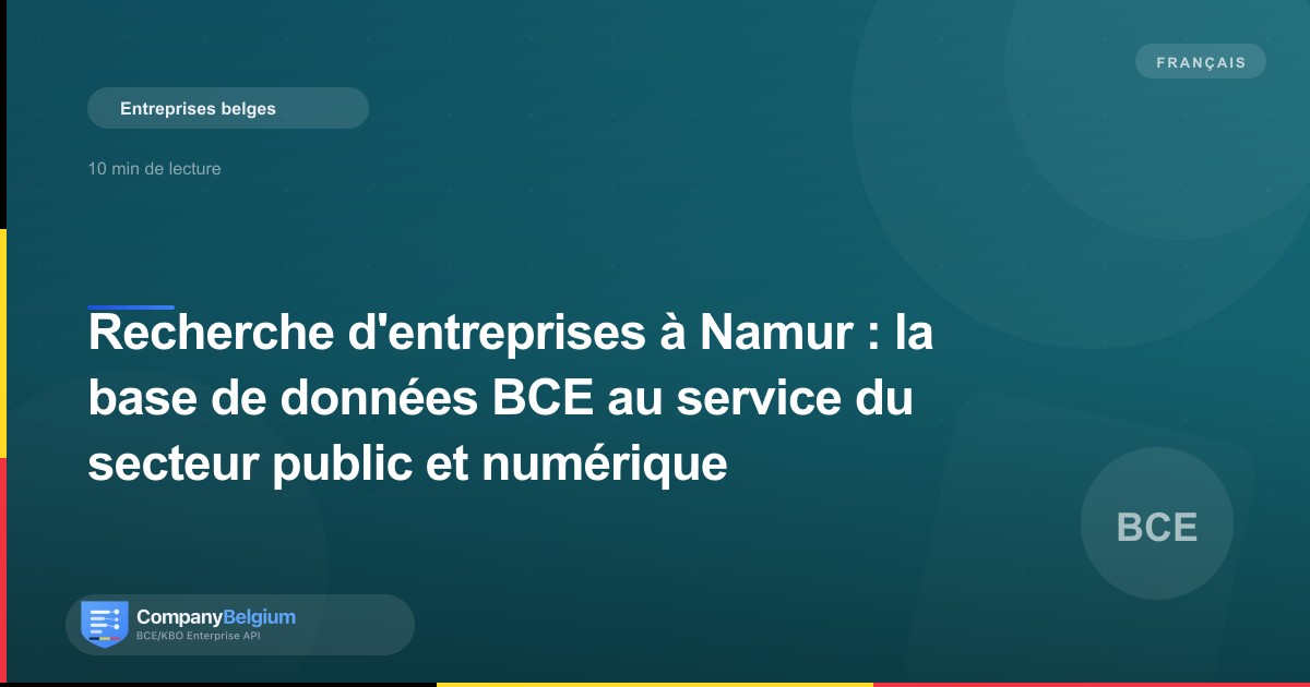 Recherche d'entreprises à Namur : la base de données BCE au service du secteur public et numérique
