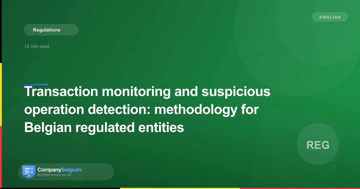 Transaction monitoring and suspicious operation detection: methodology for Belgian regulated entities